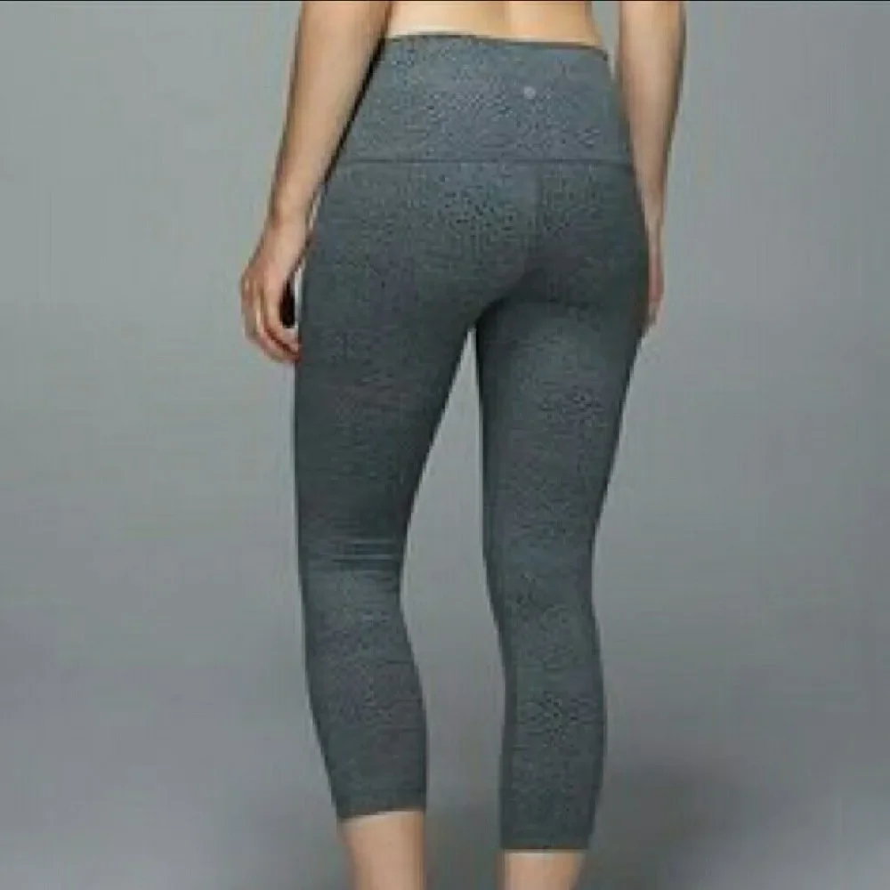 Lululemon Wunder Under Crop II Full-On Luon (Roll Down) Dottie Dash Slate Black - Picture 8 of 15